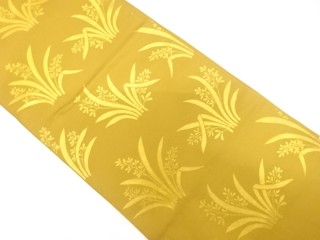 織悦製　草花模様織り出し　全通袋帯